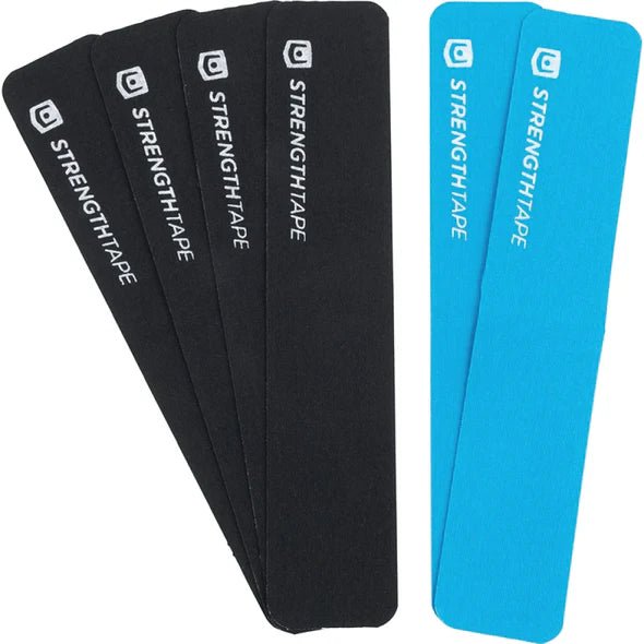 Black and blue STRENGTHTAPE strips on a white background - okotoks hc pharmacy