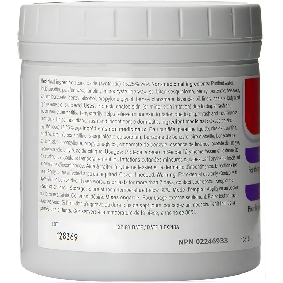 Container with a label showing medicinal and non-medicinal ingredients. - okotoks hc pharmacy