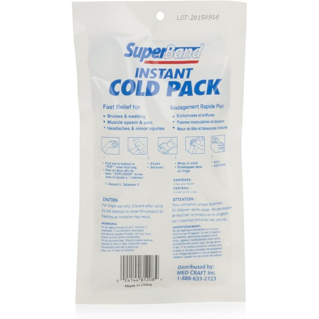 SuperBand Instant Cold Pack packaging with text and graphics on a white background - okotoks hc pharmacy