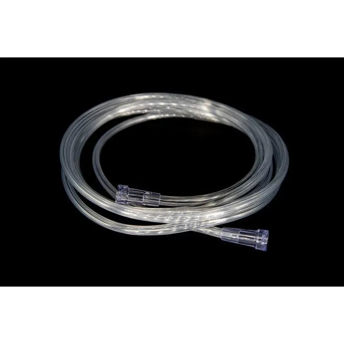 Clear plastic tubing with connectors on a black background - okotoks hc pharmacy