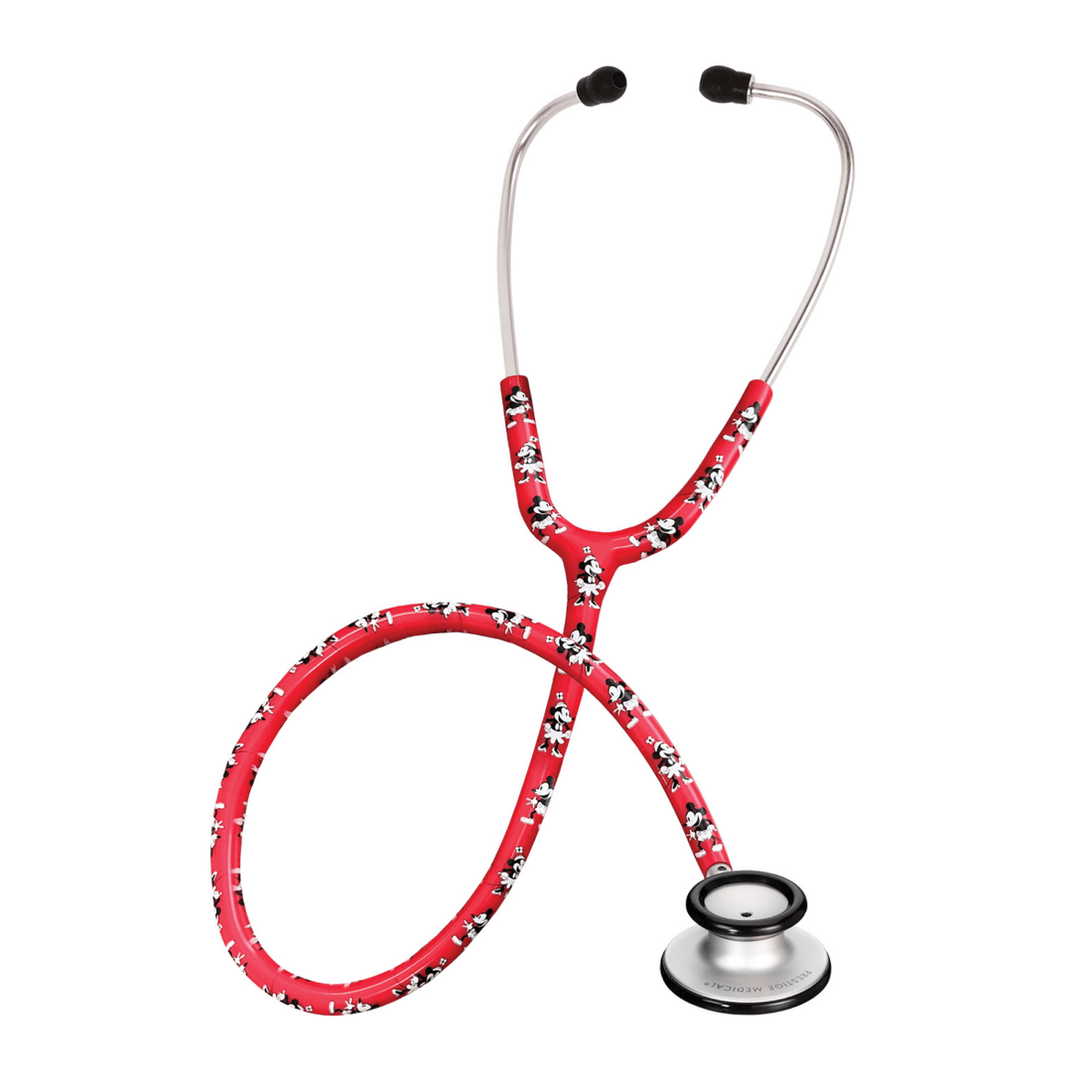 Red stethoscope with black and white pattern on a white background - okotoks hc pharmacy