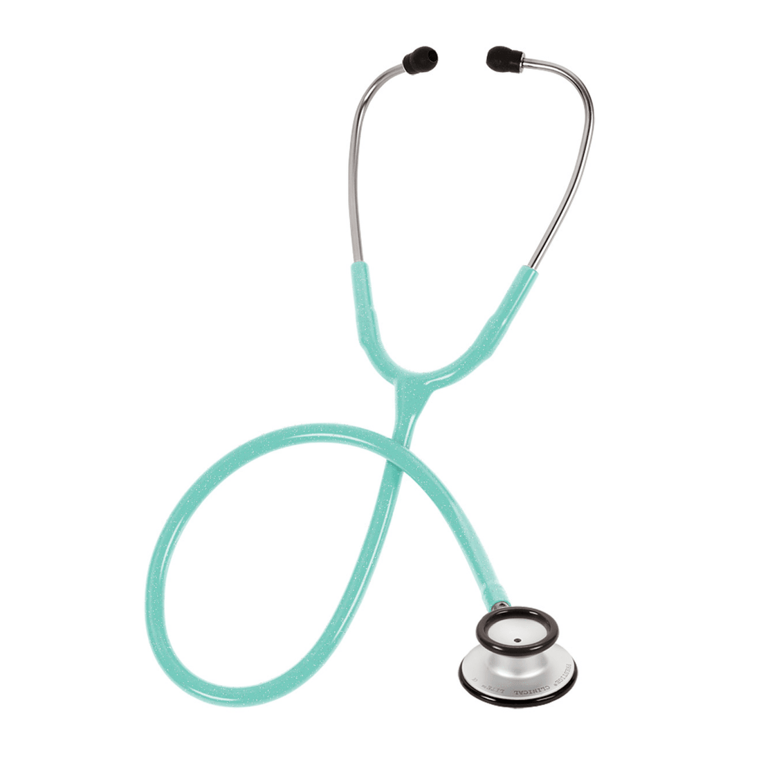 Turquoise stethoscope on a white background - okotoks hc pharmacy