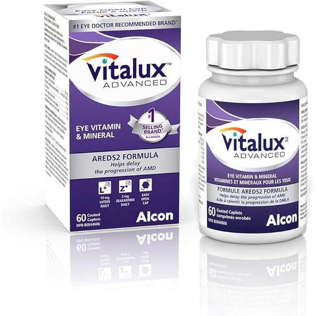 Vitalux Advanced eye vitamin and mineral supplement bottle and packaging on a white background - okotoks hc pharmacy