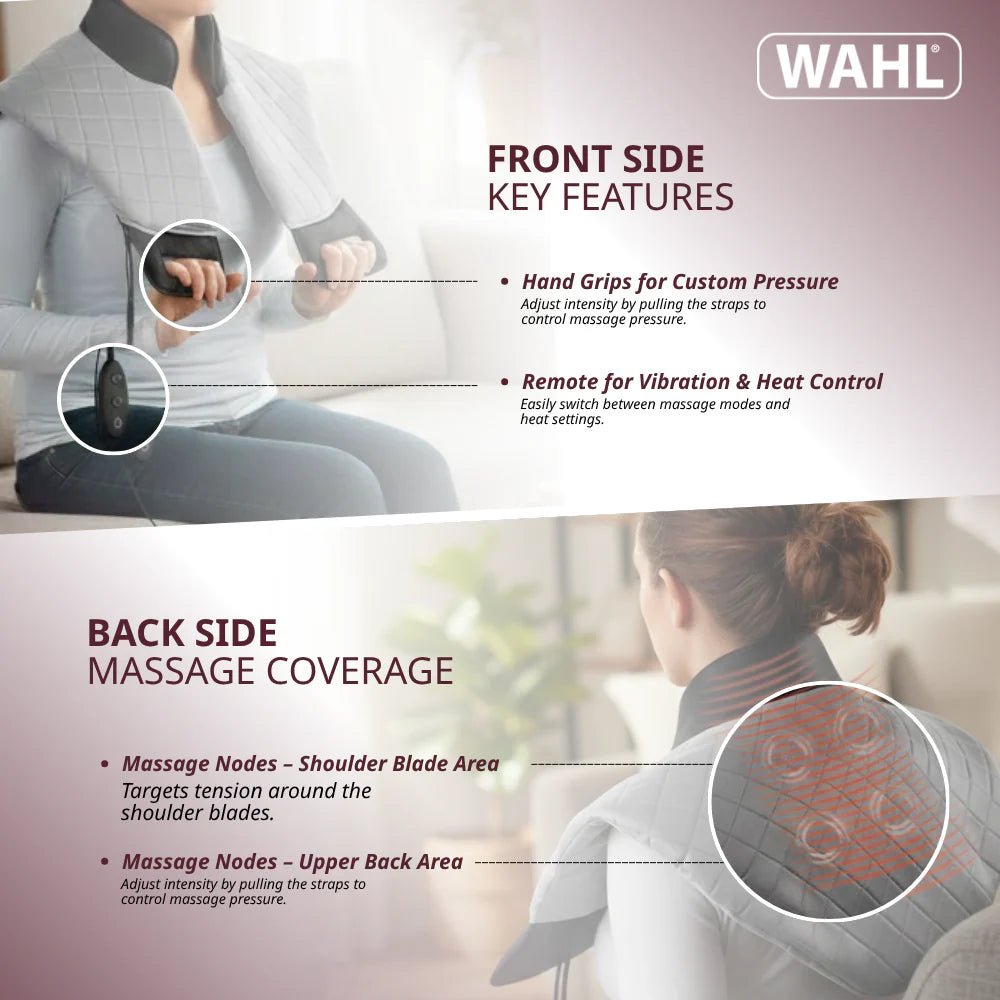 WAHL product advertisement with features and massage coverage details. - okotoks hc pharmacy