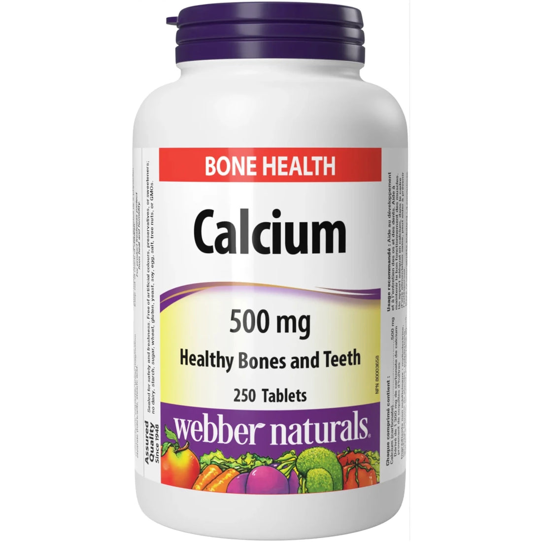 Calcium supplement bottle with label on a white background - okotoks hc pharmacy