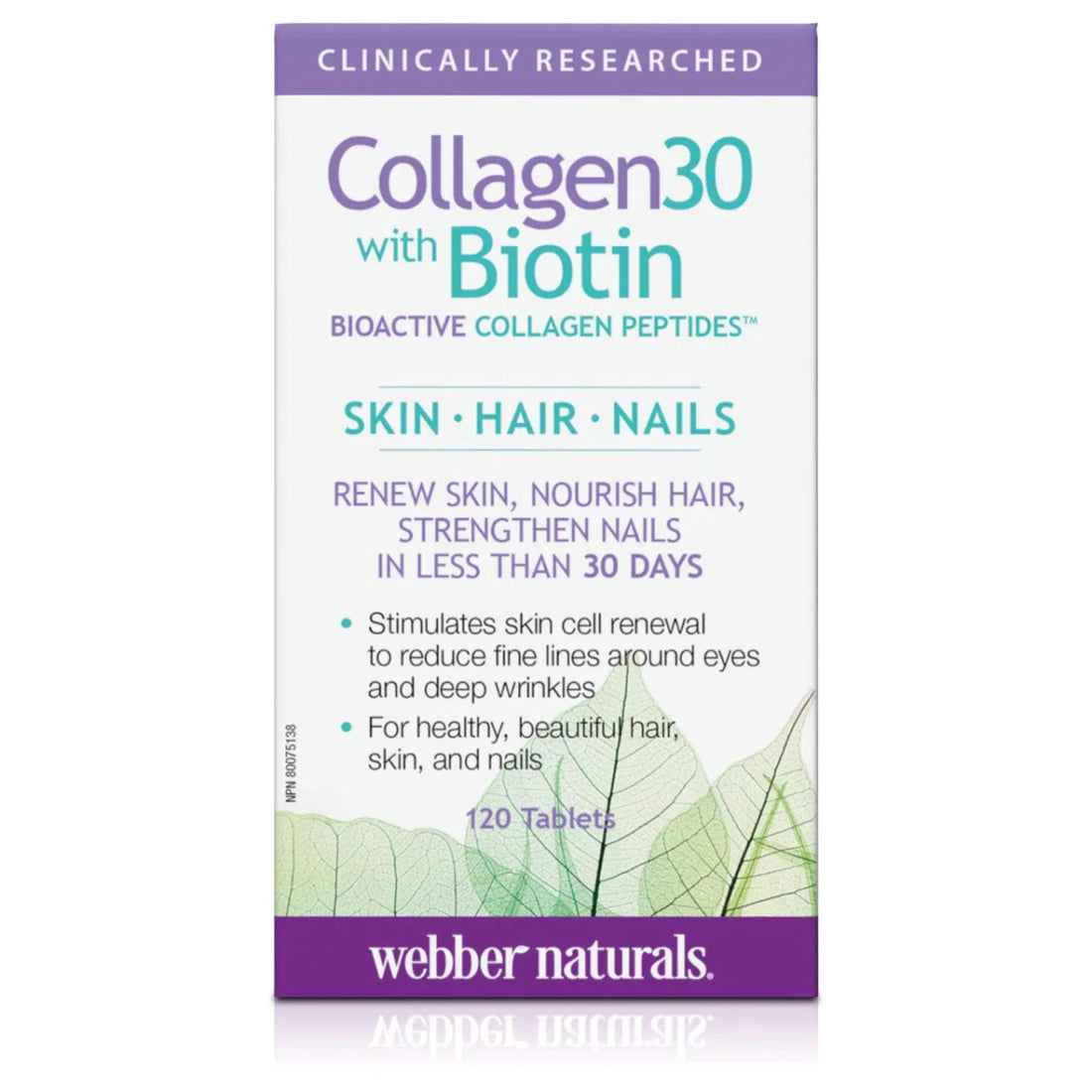 Box of Webber Naturals Collagen30 with Biotin supplement on a white background - okotoks hc pharmacy