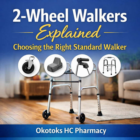 2-wheel walker guide explaining standard walkers, glides, and trigger release walkers