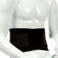 Black waist support belt on a mannequin against a white background - okotoks hc pharmacy