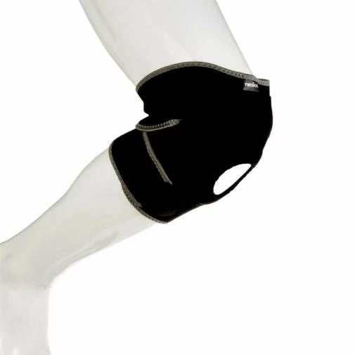 Black knee brace on a white mannequin - okotoks hc pharmacy