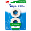 A retail package of 3M Nexcare flexible clear tape containing two rolls of white transparent tape on a blue and white backing card. - okotoks hc pharmacy