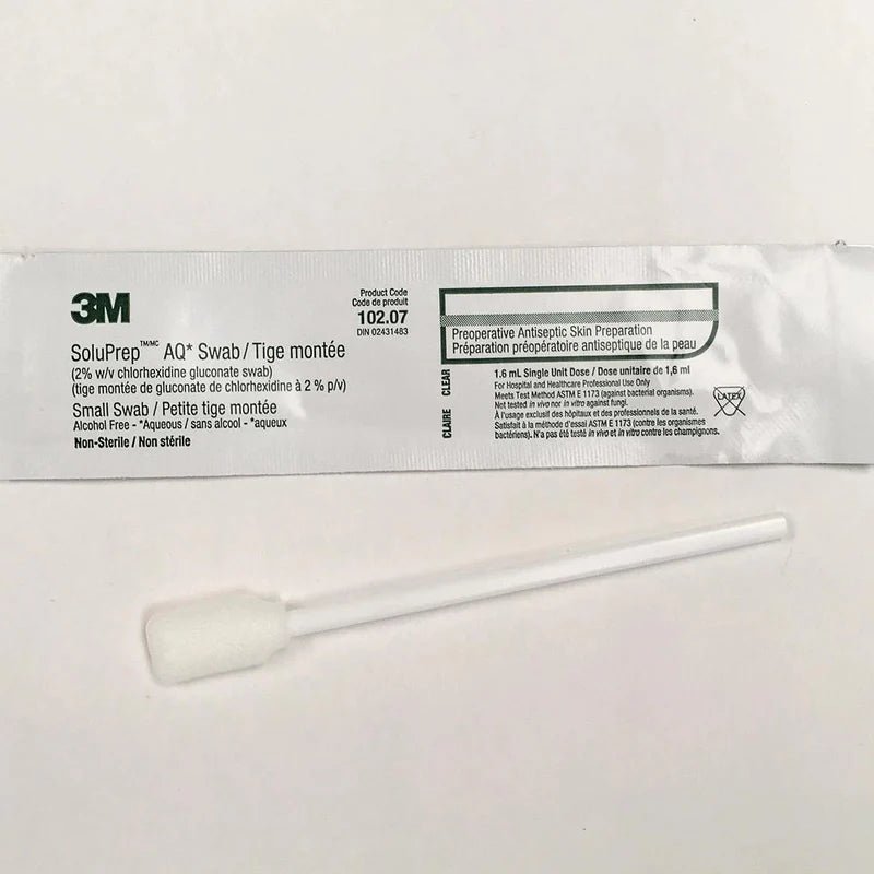 3M SoluPrep AQ Swab with packaging on a white background - okotoks hc pharmacy