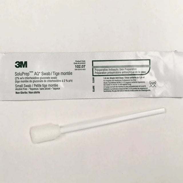 3M SoluPrep AQ Swab with packaging on a white background - okotoks hc pharmacy