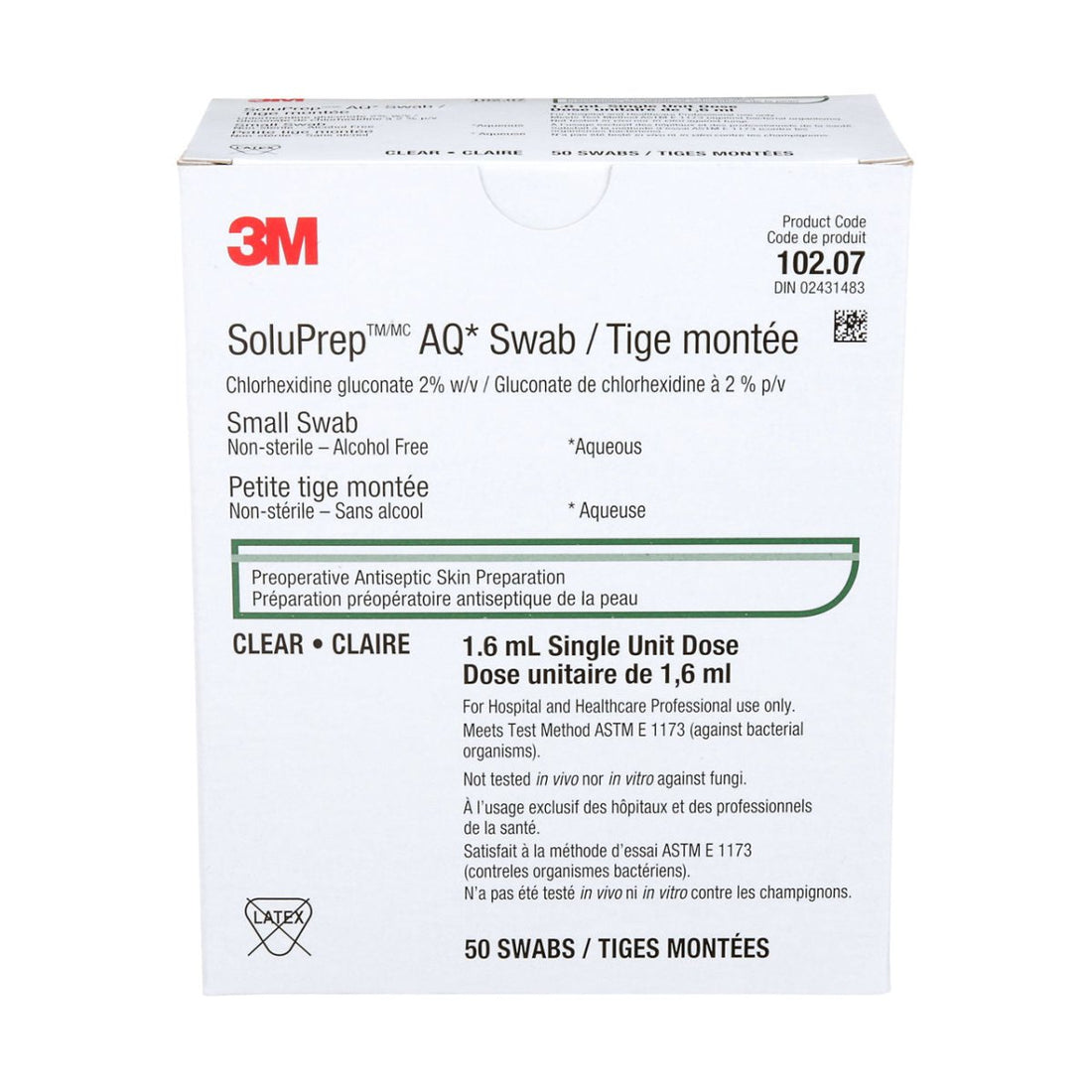 Box of 3M SoluPrep AQ Swab on a white background - okotoks hc pharmacy