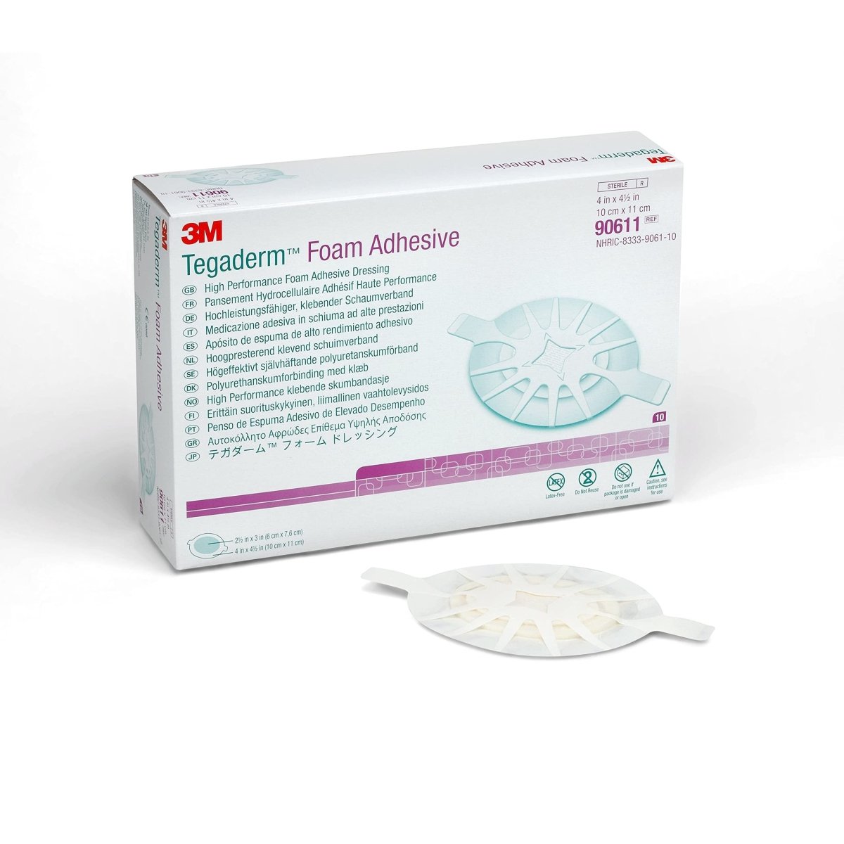 Box of 3M Tegaderm Foam Adhesive Dressing on a white background - okotoks hc pharmacy