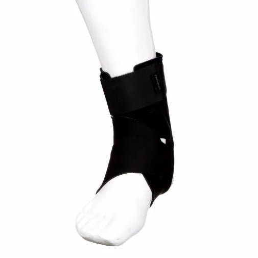 Black ankle support brace on a white background - okotoks hc pharmacy