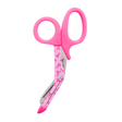 Pink scissors with a floral pattern on a white background - okotoks hc pharmacy