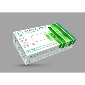 DURACORE VINYL EXAM GLOVES LARGE 100