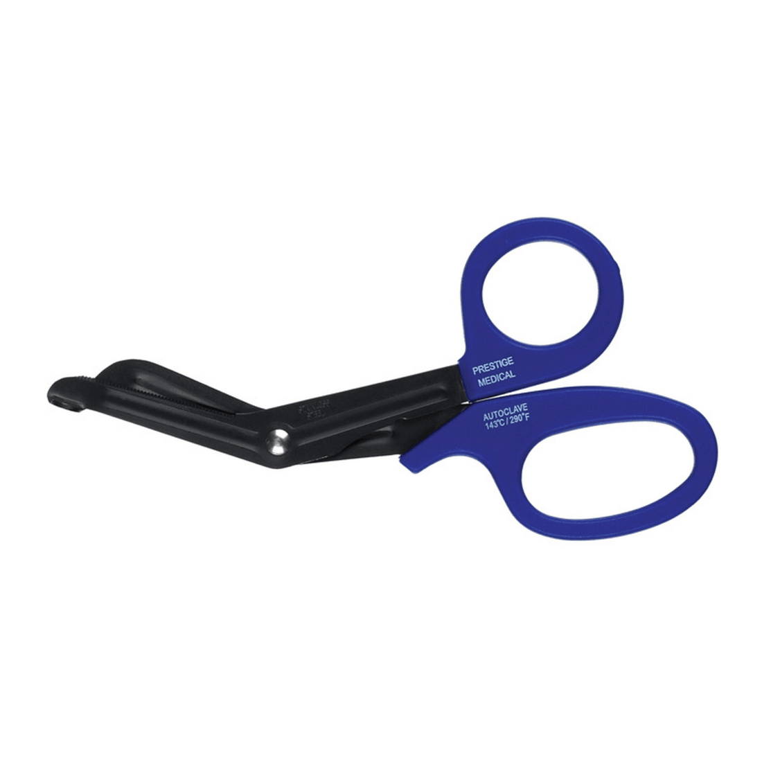 Pair of blue and black scissors on a white background - okotoks hc pharmacy