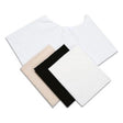 Four fabric swatches in white, beige, black, and white are arranged in an overlapping fan shape on a plain white background. - okotoks hc pharmacy