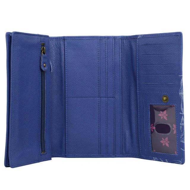 Blue wallet with multiple compartments on a white background - okotoks hc pharmacy