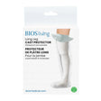 BIOS living Long Leg Cast Protector packaging, featuring a white box with blue text and a graphic of a leg wearing a white cast protector. - okotoks hc pharmacy