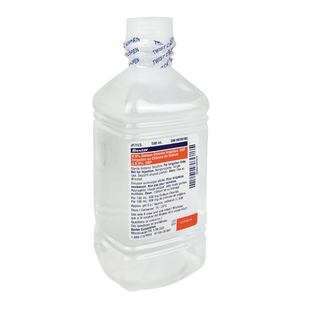 Baxter Sodium Chloride 0.9% Saline Solution for Irrigation 500ml - okotoks hc pharmacy