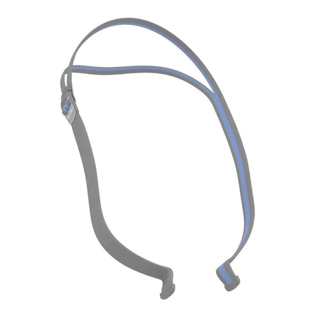 Gray headgear with blue accents on a white background - okotoks hc pharmacy