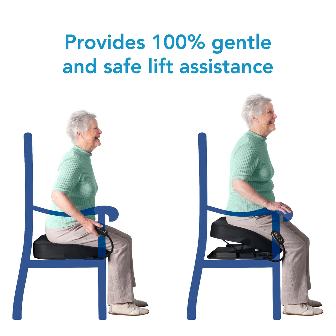 Person using a chair with a lift assistance device, demonstrating safe and gentle lifting. - okotoks hc pharmacy