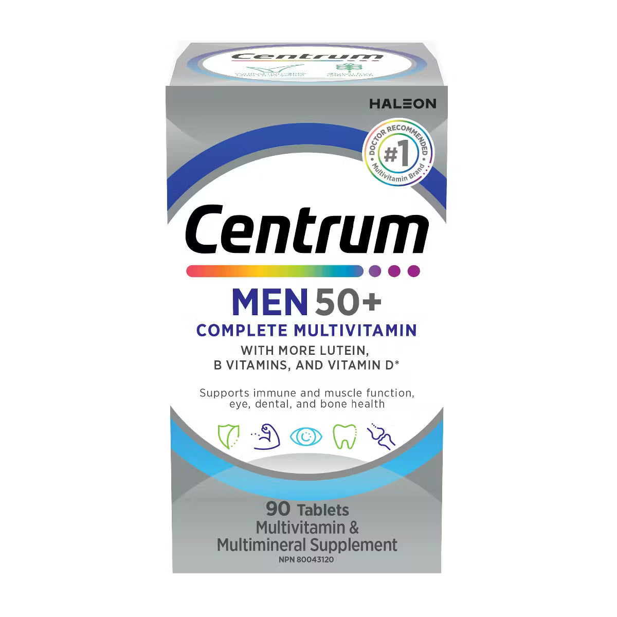 Centrum Men 50+ multivitamin supplement packaging on a white background - okotoks hc pharmacy