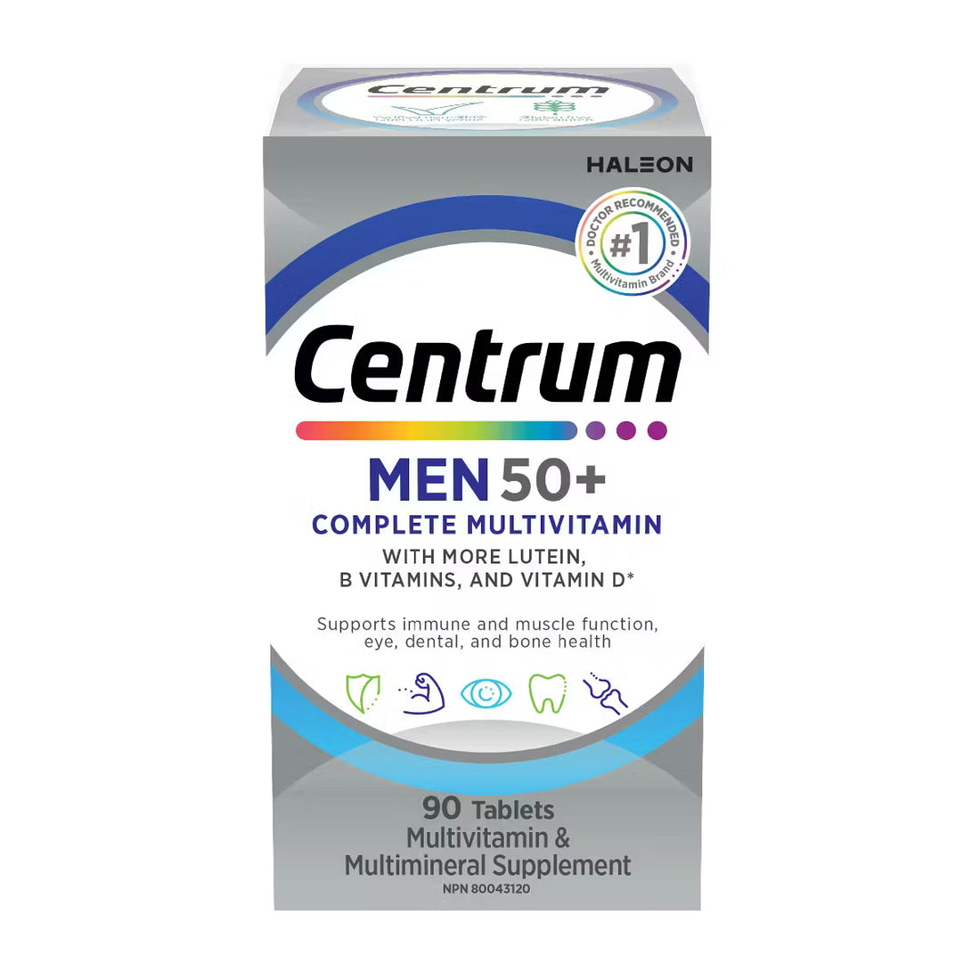 Centrum Men 50+ multivitamin supplement packaging on a white background - okotoks hc pharmacy