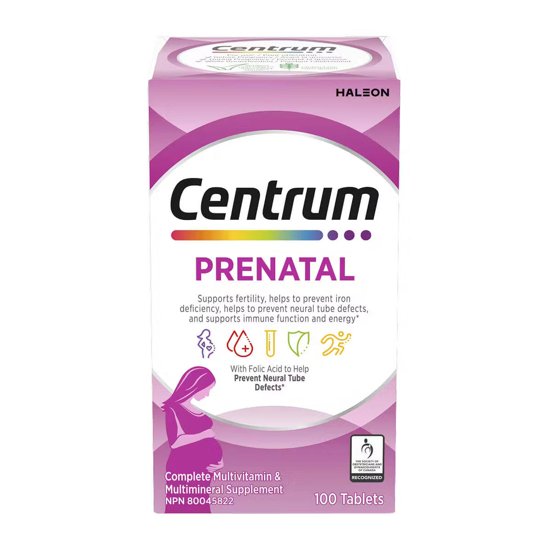 Centrum Prenatal supplement box on a white background - okotoks hc pharmacy
