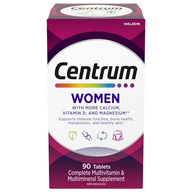 Centrum Women's multivitamin supplement box on a white background - okotoks hc pharmacy
