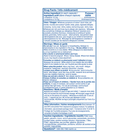 Drug facts/info-medicinal label for a medication with text and blue border - okotoks hc pharmacy