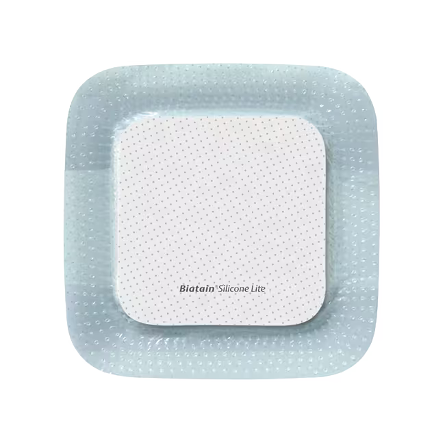 Square medical dressing with Biatain branding on a white background - okotoks hc pharmacy