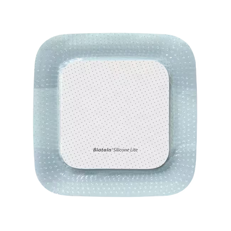Square medical dressing with Biatain branding on a white background - okotoks hc pharmacy