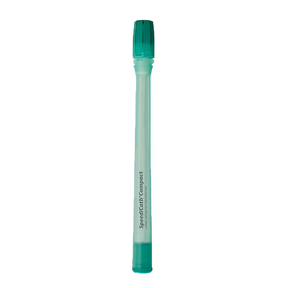 A SpeediCraft Compact oral irrigator replacement tip, featuring a translucent mint green body with a darker green cap and base, shown vertically on a plain white background. - okotoks hc pharmacy