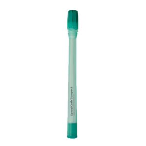 A SpeediCraft Compact oral irrigator replacement tip, featuring a translucent mint green body with a darker green cap and base, shown vertically on a plain white background. - okotoks hc pharmacy