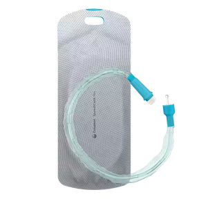 Clear plastic tube with blue handle on a white background - okotoks hc pharmacy