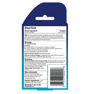 Drug facts label on a blue backing with text and a barcode. - okotoks hc pharmacy