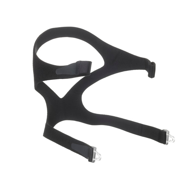 Black CPAP mask strap on a white background - okotoks hc pharmacy