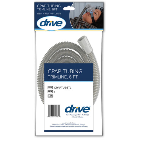 Package of Drive CPAP tubing with a person using CPAP equipment on the top corner. - okotoks hc pharmacy