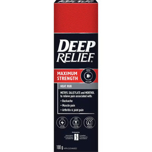 Deep Relief Maximum Strength heat rub packaging on a white background - okotoks hc pharmacy