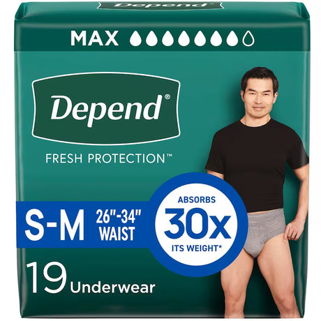 Depend Incontinence Underwear for Men - Maximum Absorbency small medium 19 pack - okotoks hc pharmacy