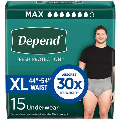 Depend Incontinence Underwear for Men - Maximum Absorbency x large 15 pack - okotoks hc pharmacy