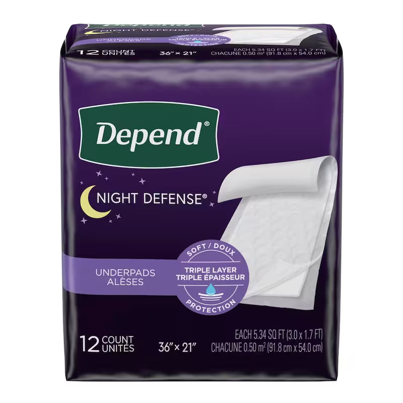 Depend Night Defense Disposable Underpads - 12 Pack - okotoks hc pharmacy
