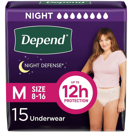 Depend Night Defense Incontinence Underwear for Women - Overnight medium 15 pack - okotoks hc pharmacy