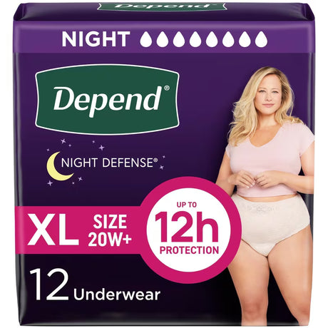 Depend Night Defense Incontinence Underwear for Women - Overnight xlarge 12 pack - okotoks hc pharmacy