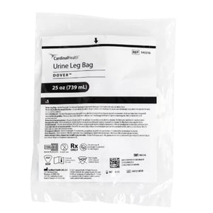 Dover Urine Leg Bag 25 oz with Anti-Reflux Valve & Leg Straps package - okotoks hc pharmacy