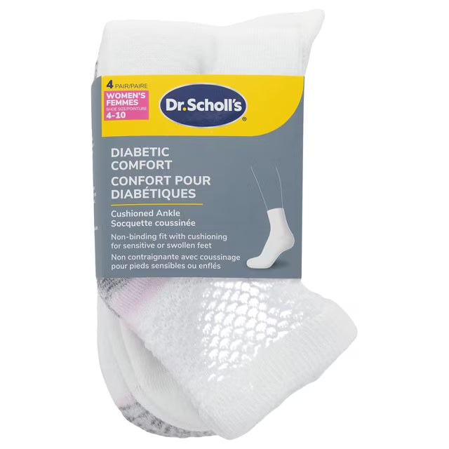 Dr. Scholl's diabetic comfort socks with packaging on a white background - okotoks hc pharmacy