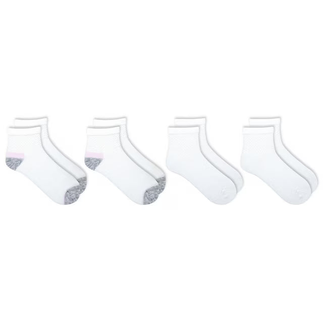 Set of five white ankle socks with gray toes on a white background - okotoks hc pharmacy